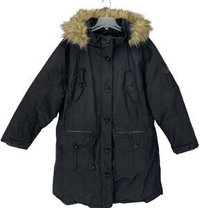 NWT $148 ROCA WEAR CLASSIC Women's HOODED PARKA Faux Fur Trim Black PLUS SIZE 3X